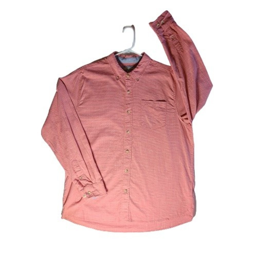 North River Mens XL Red/Crabapple color Gingham Button Shirt Long Sleeves